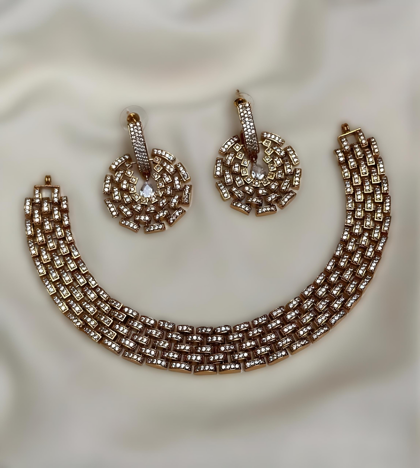 Designer Interlock AD Stone Necklace Set