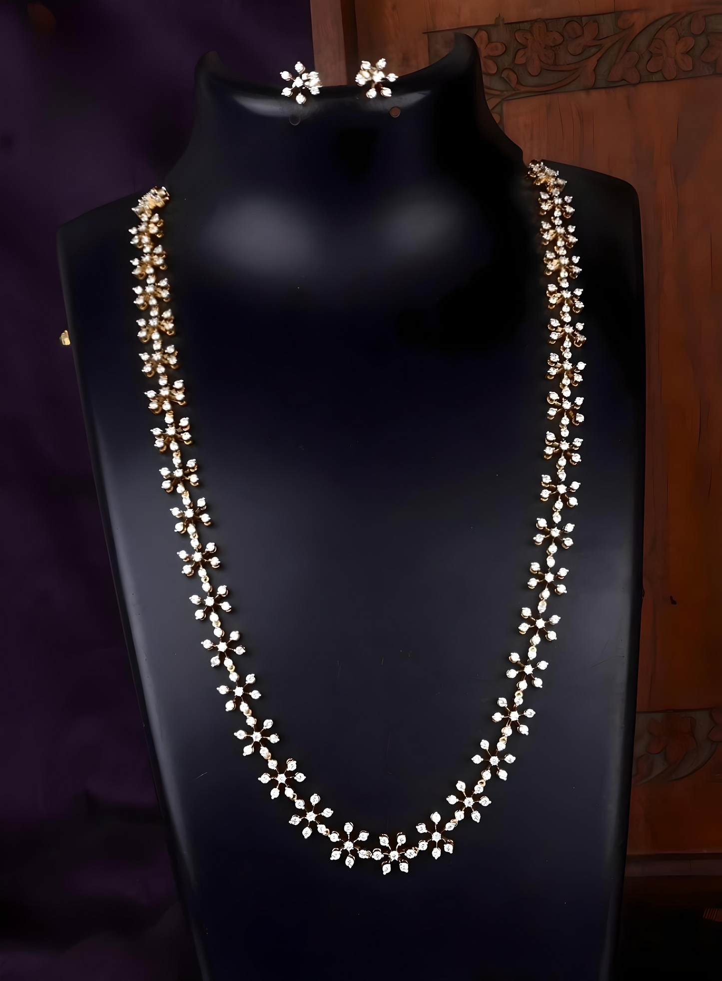 Premium Diamond Finish AD Stone Haram Necklace Set product code 101