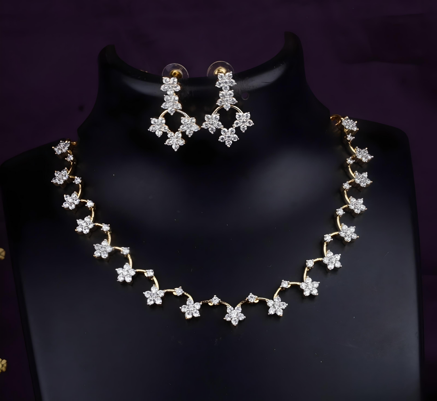 Premium Star finish AD Stone Necklace Set product code 858