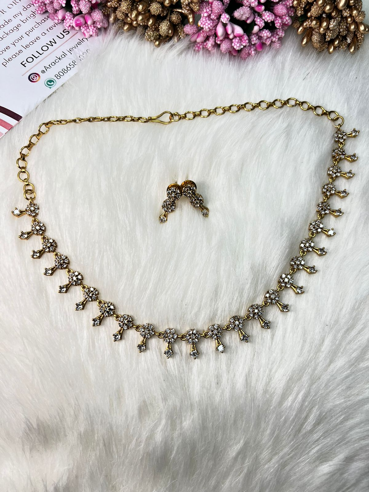 Elegant diamond finish Ad stone Necklace product code 1102