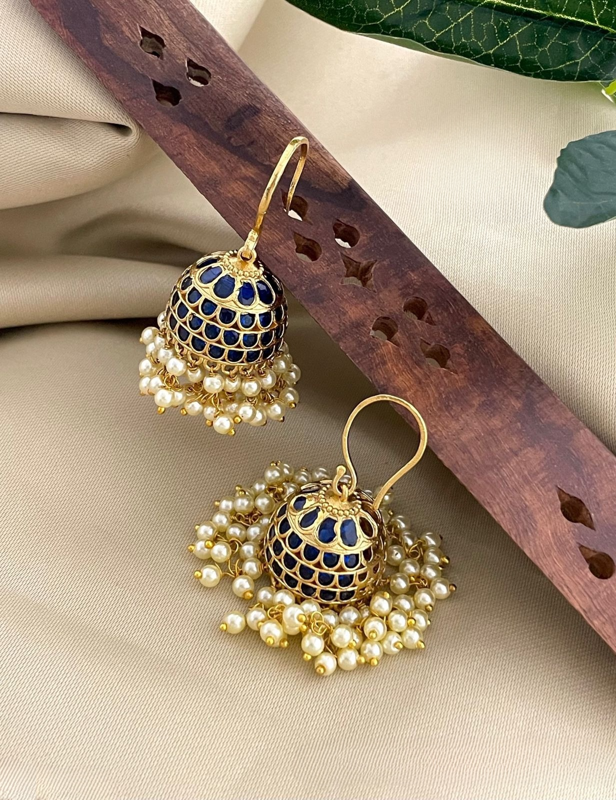 Premium Kemp stone pearl hanging Jhumka Earring