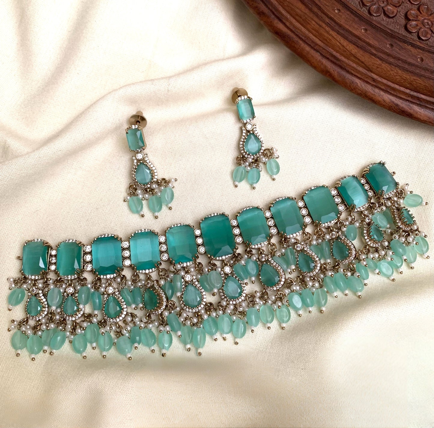 Premium designer ad stone bridal necklace product code N108