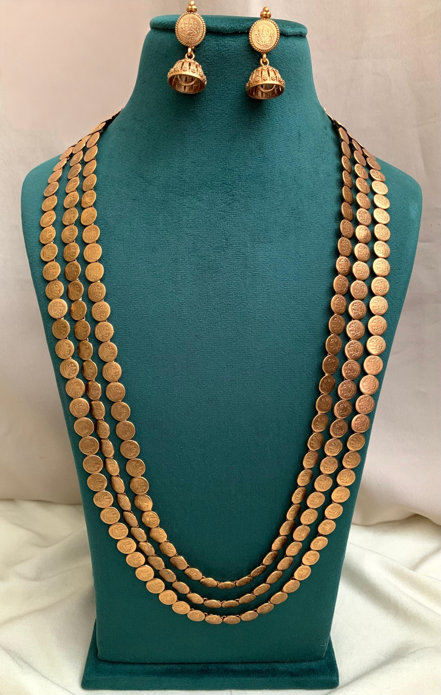 Premium antique gold 3 layer long coin haram product code N130