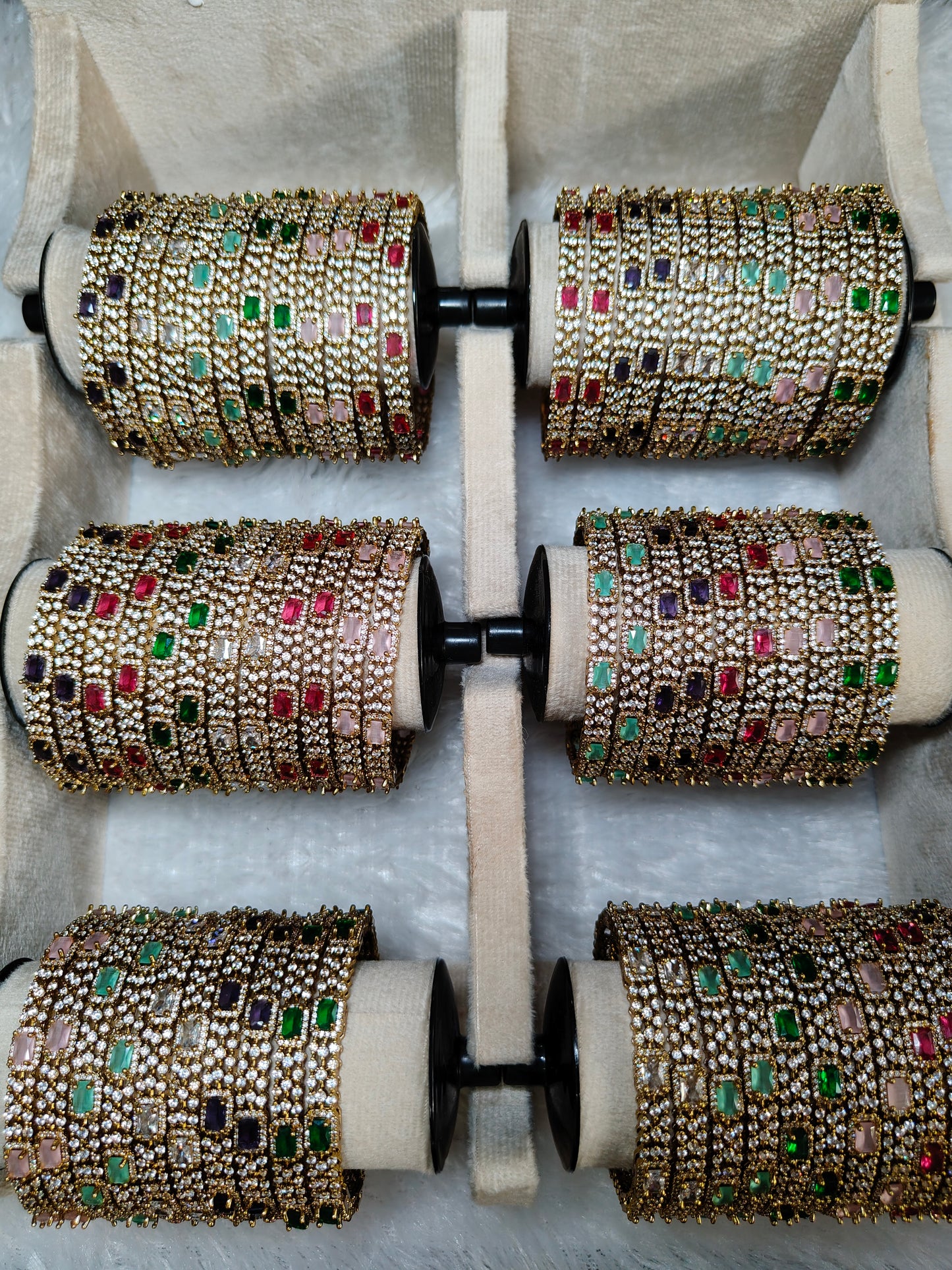Premium american daimond antique gold polish bangles( pair) product code 977