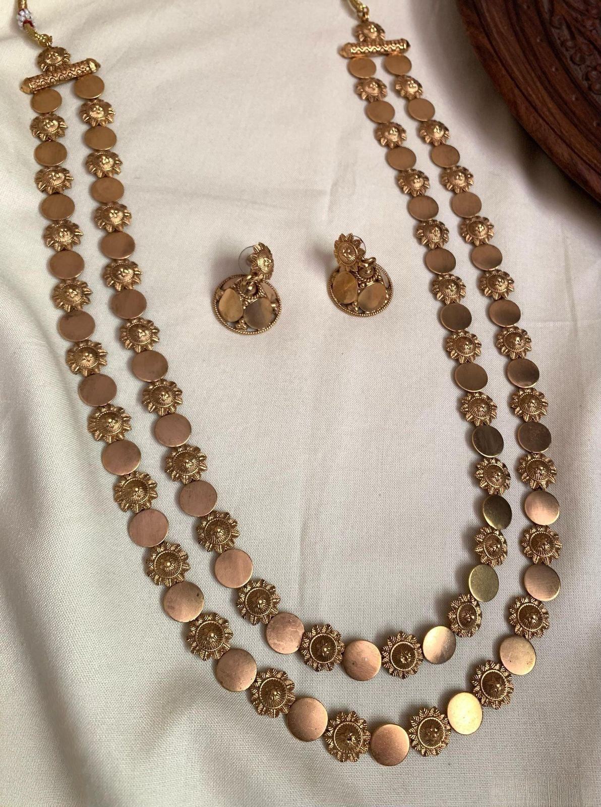 Premium designer non idol floral coin 2 layer long haram product code N135