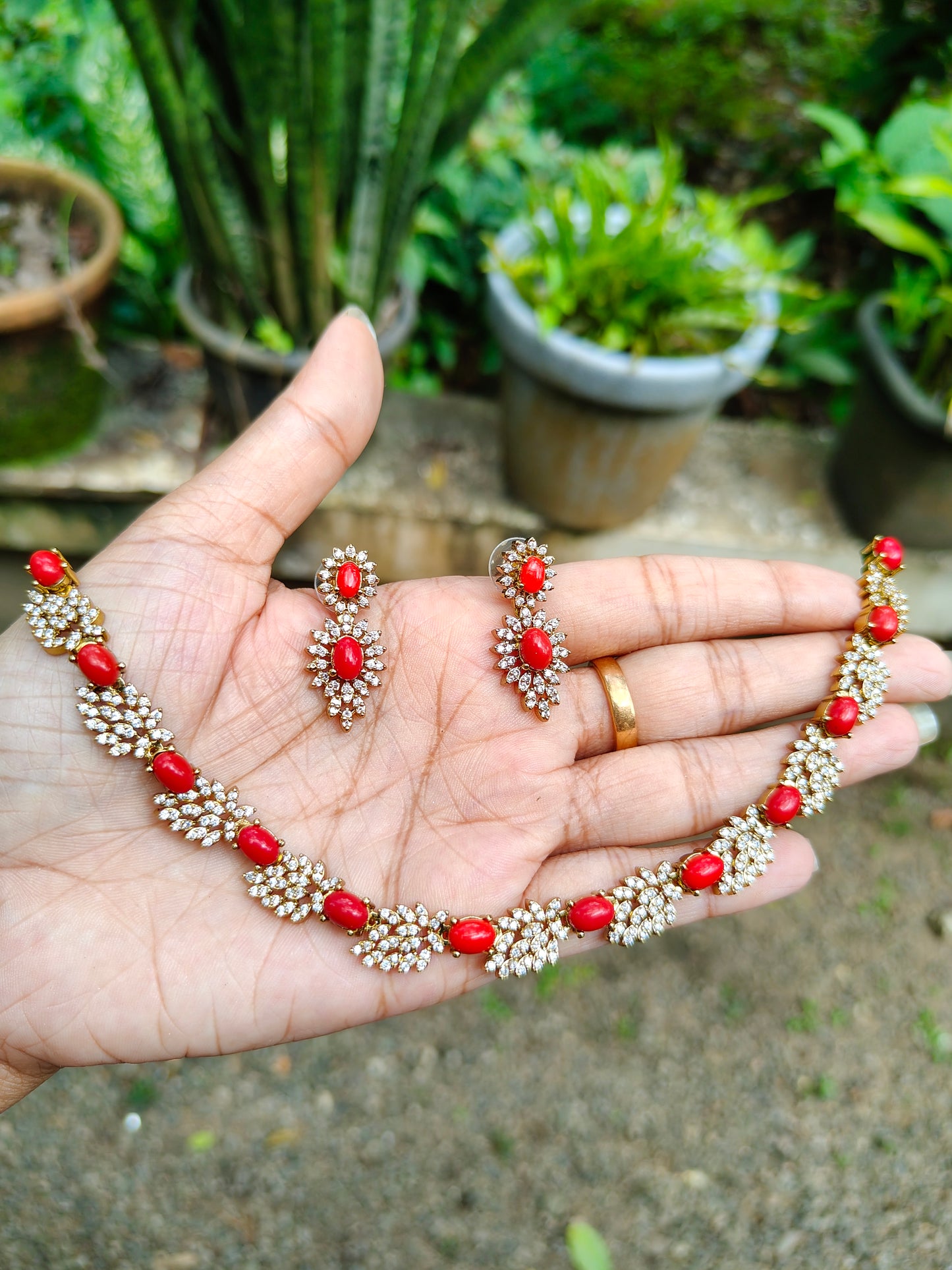 Premium beautiful antique gold polish ad necklace product code N127
