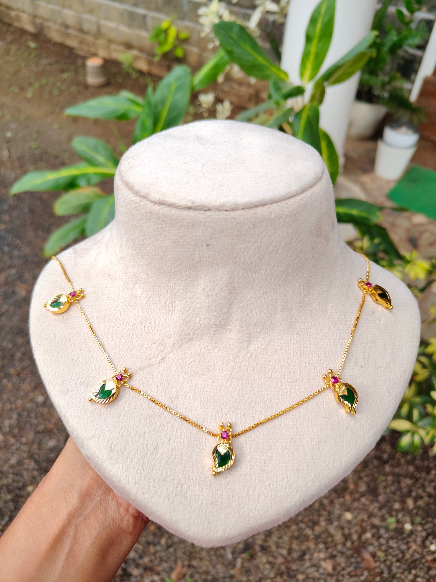 Premium daily wear gold plated palakka necklace product code N55
