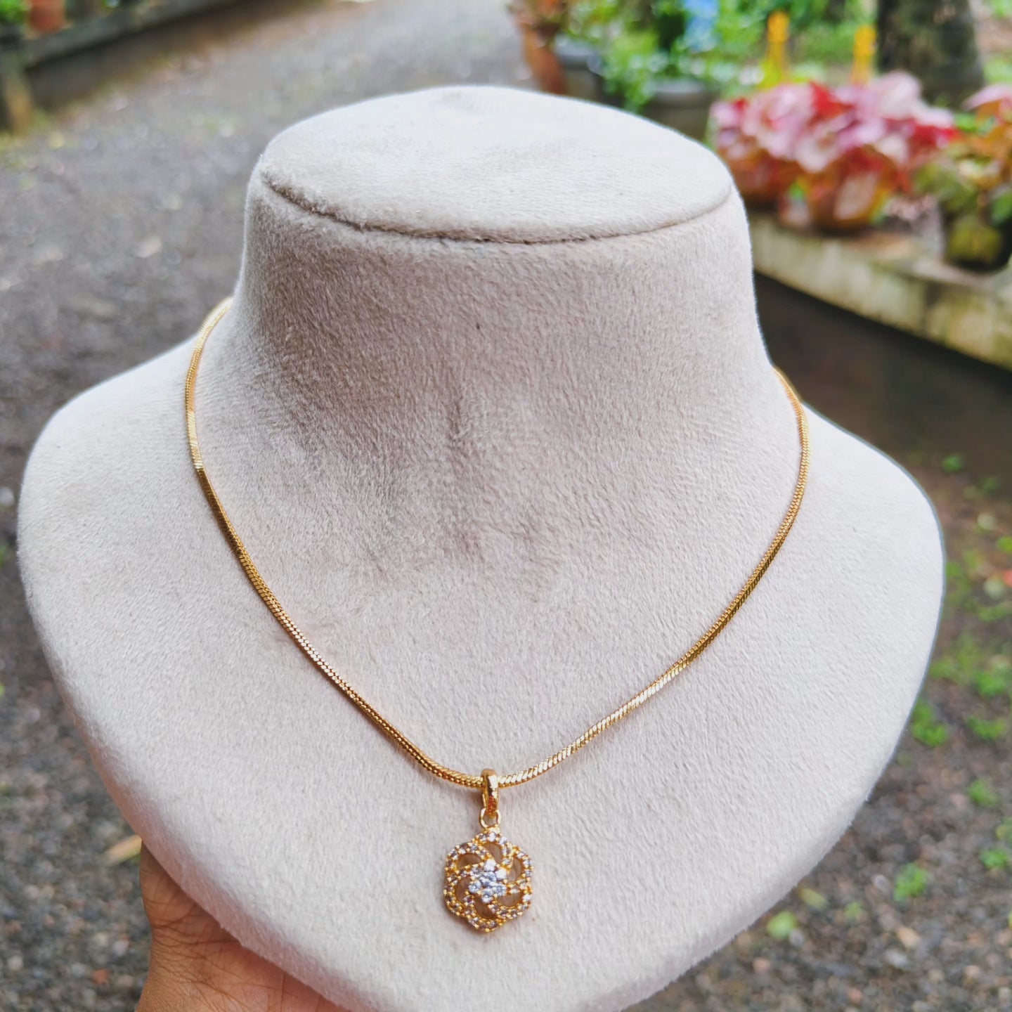 Premium gold plated daily wear chain with removable stone pendant product code N50