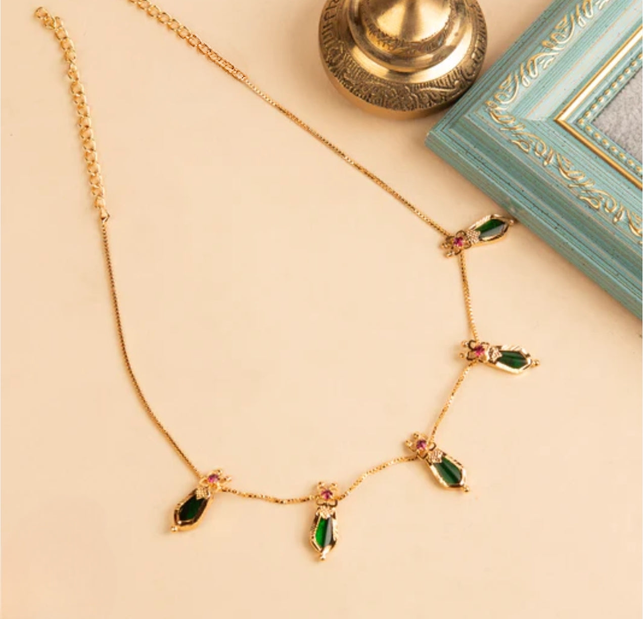 Premium daily wear gold plated palakka necklace product code N55