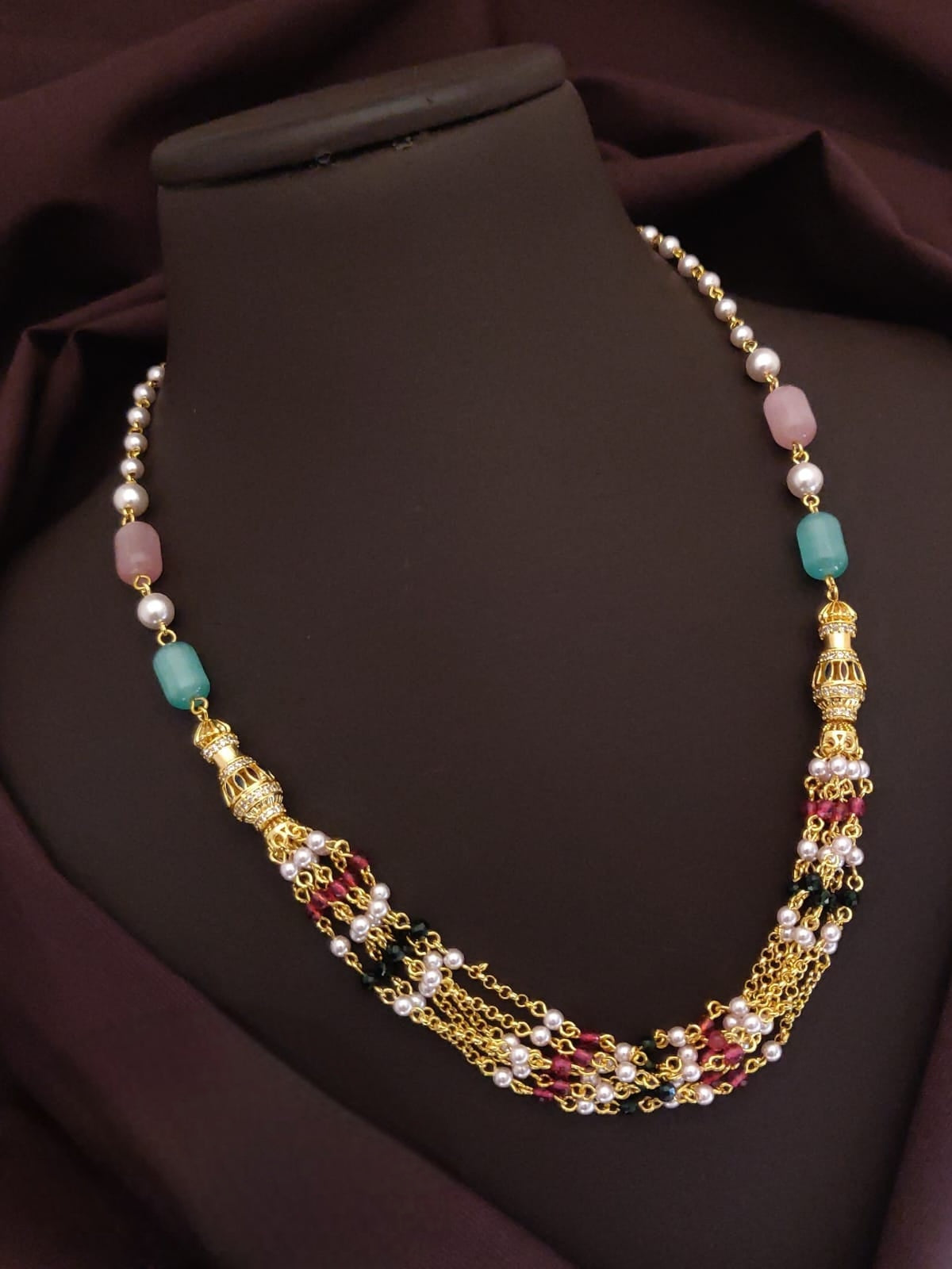 Premium quality gold plated layer designer pearl mala product code T74