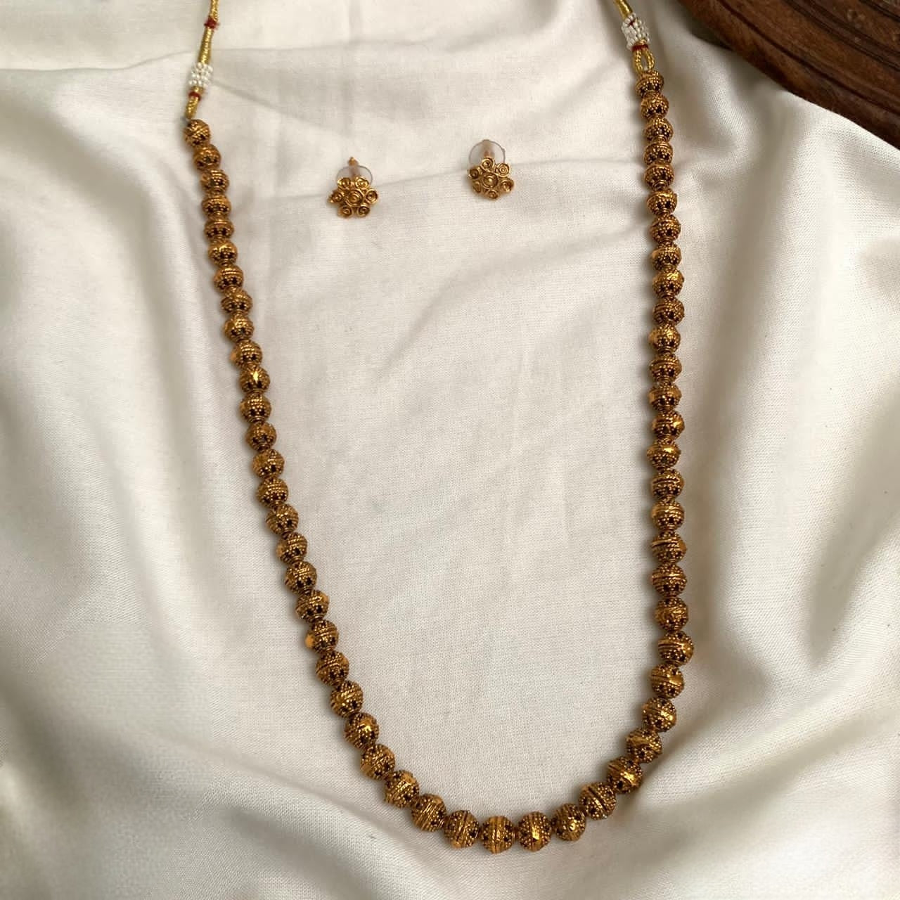 Premium antique gold ball mala product code T65