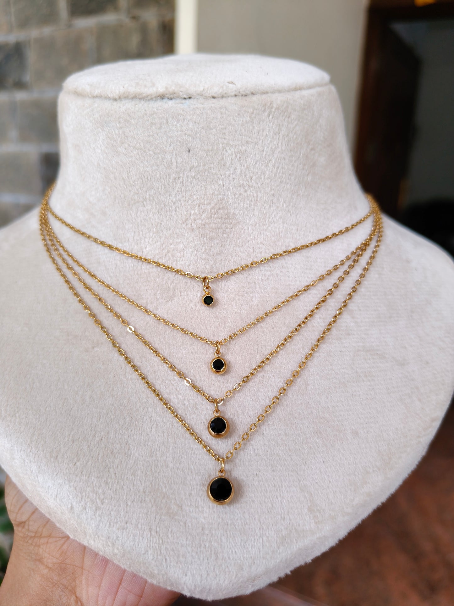 Multi layer black pendant necklace product code N30