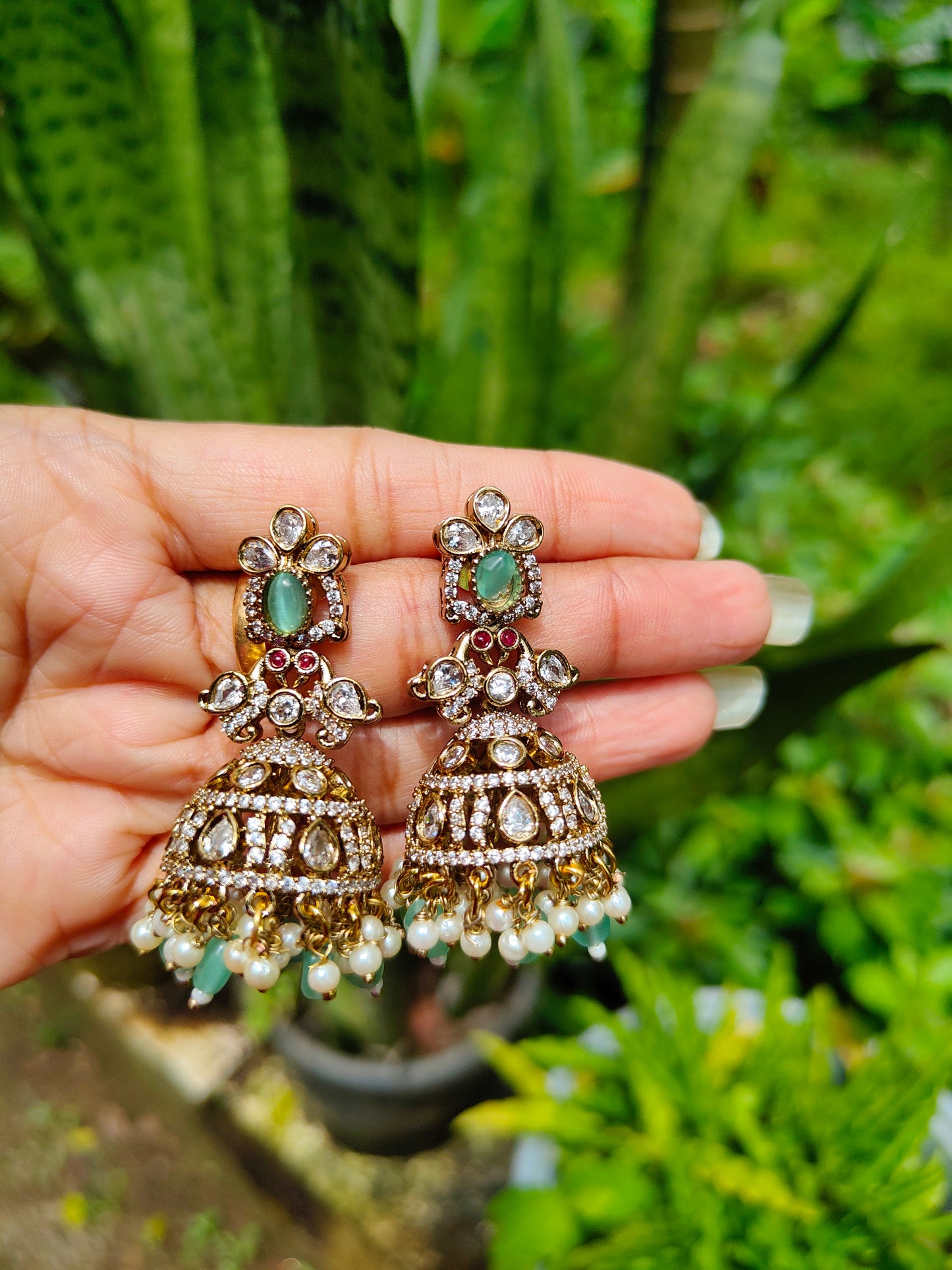 Premium gorgeous Victorian polish ad jhumka product code E31