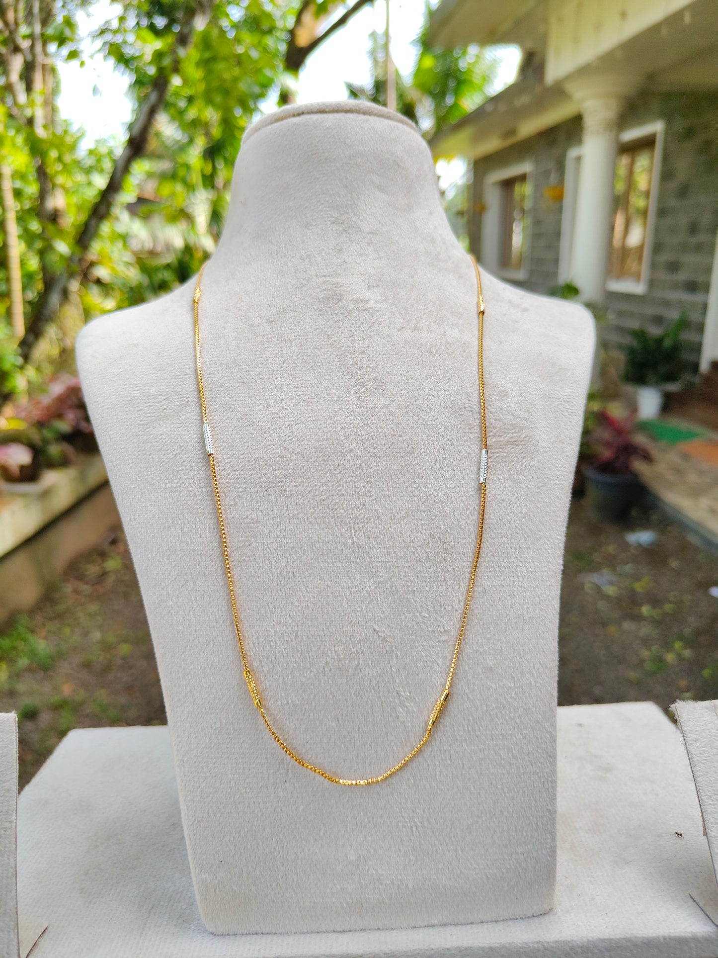 Premium daily wear gold plated two tone long 8pidi chain