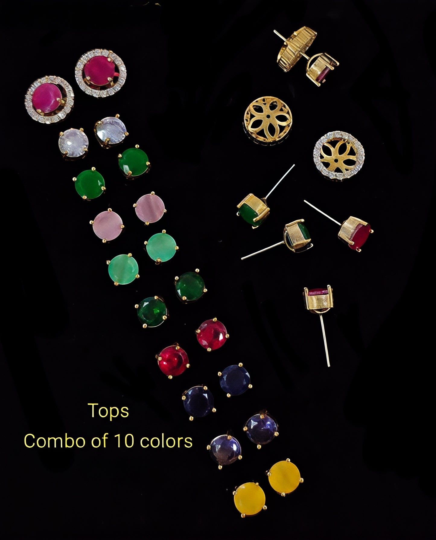 Premium ad stone changeable stud combo 10 earing set product code combo10