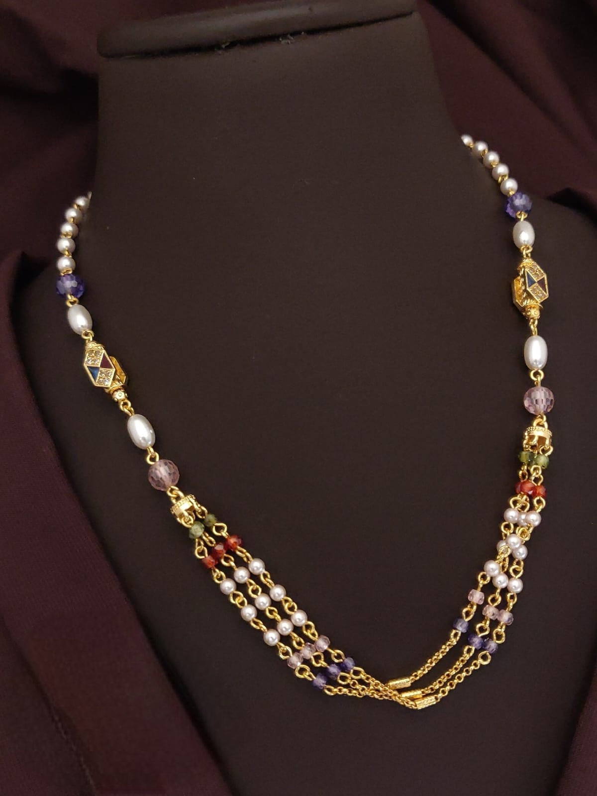 Premium gold plated designer layer mala product code T76