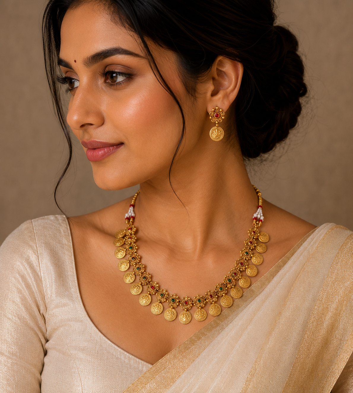 Premium fusion floral coin necklace set product code C11