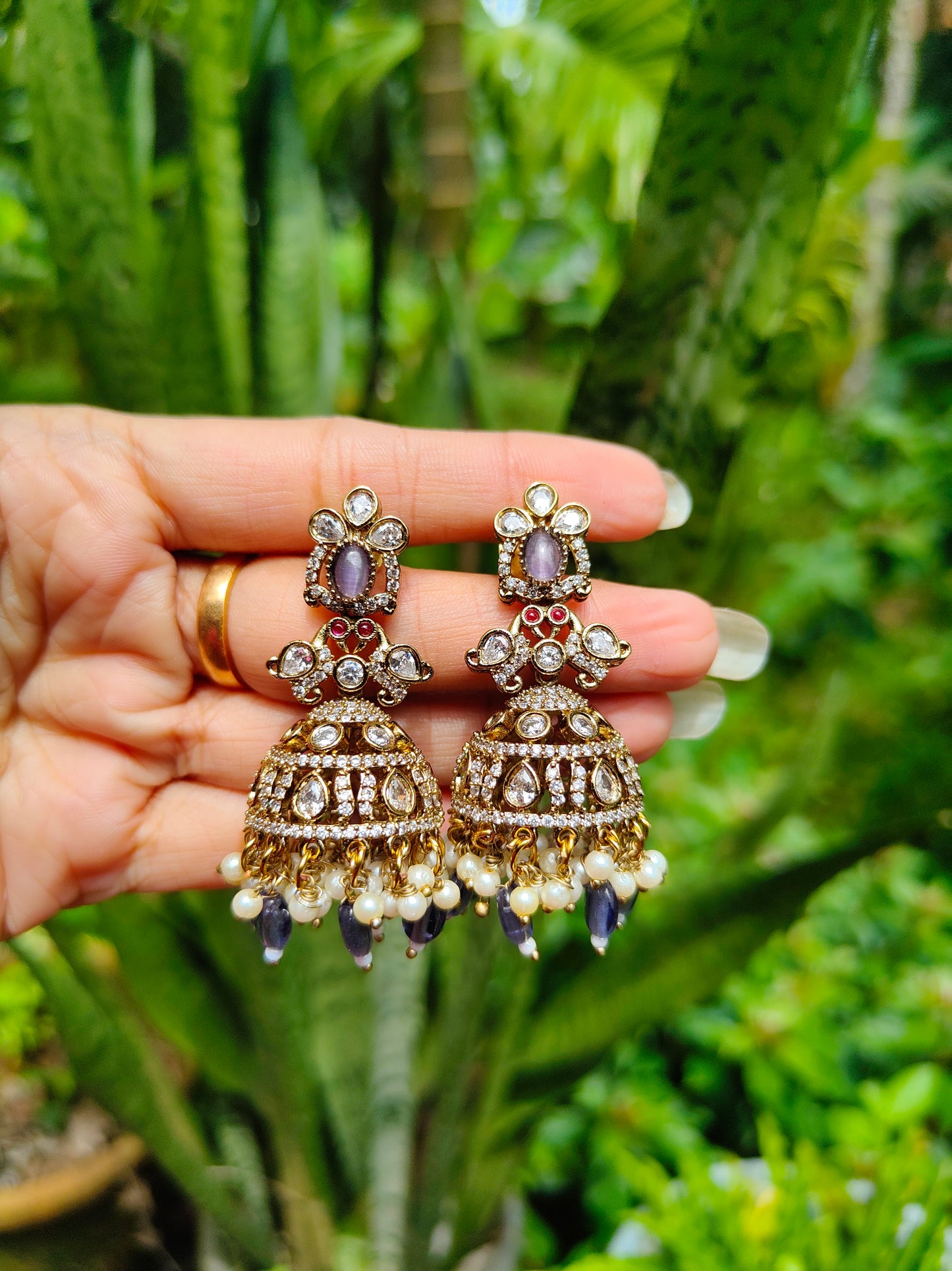 Premium gorgeous Victorian polish ad jhumka product code E31