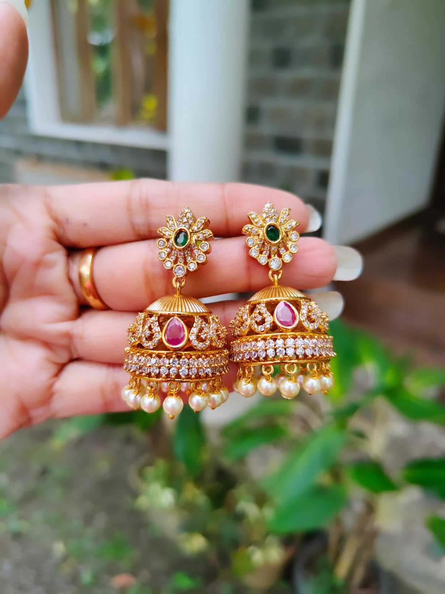 Premium trending ad ruby with jhumka product code E27
