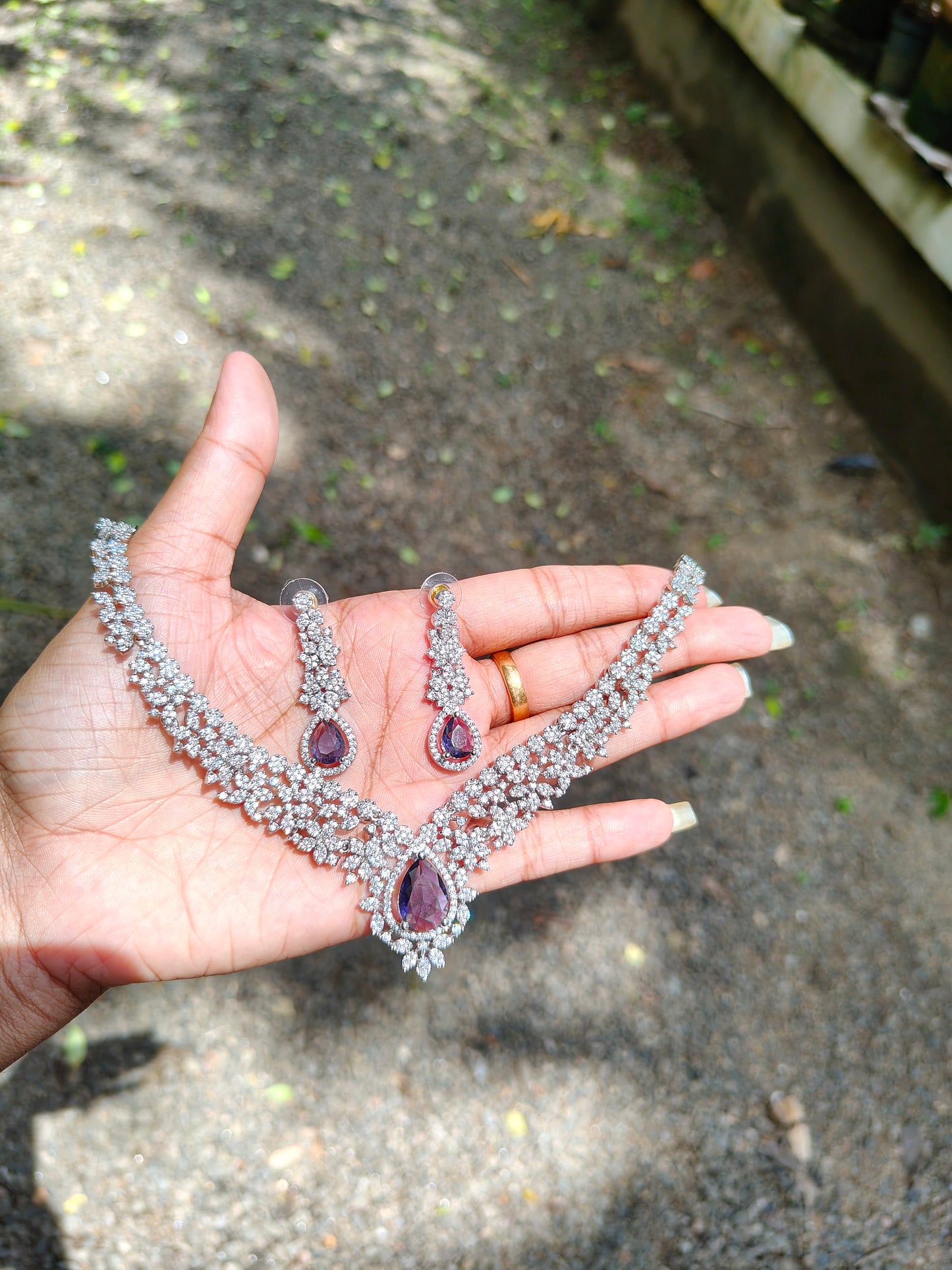 Premium silver finish ad bridal necklace product code 005