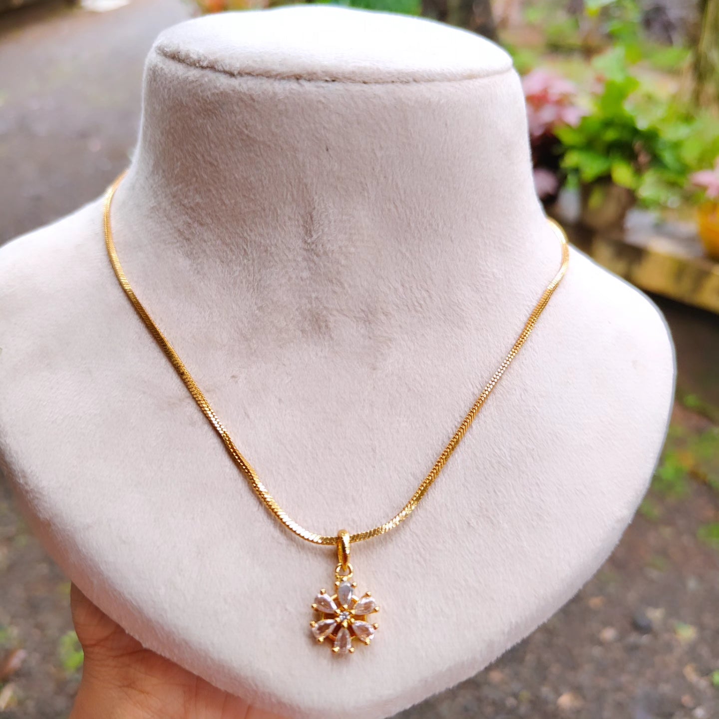 Premium gold plated daily wear chain with removable stone pendant product code N50