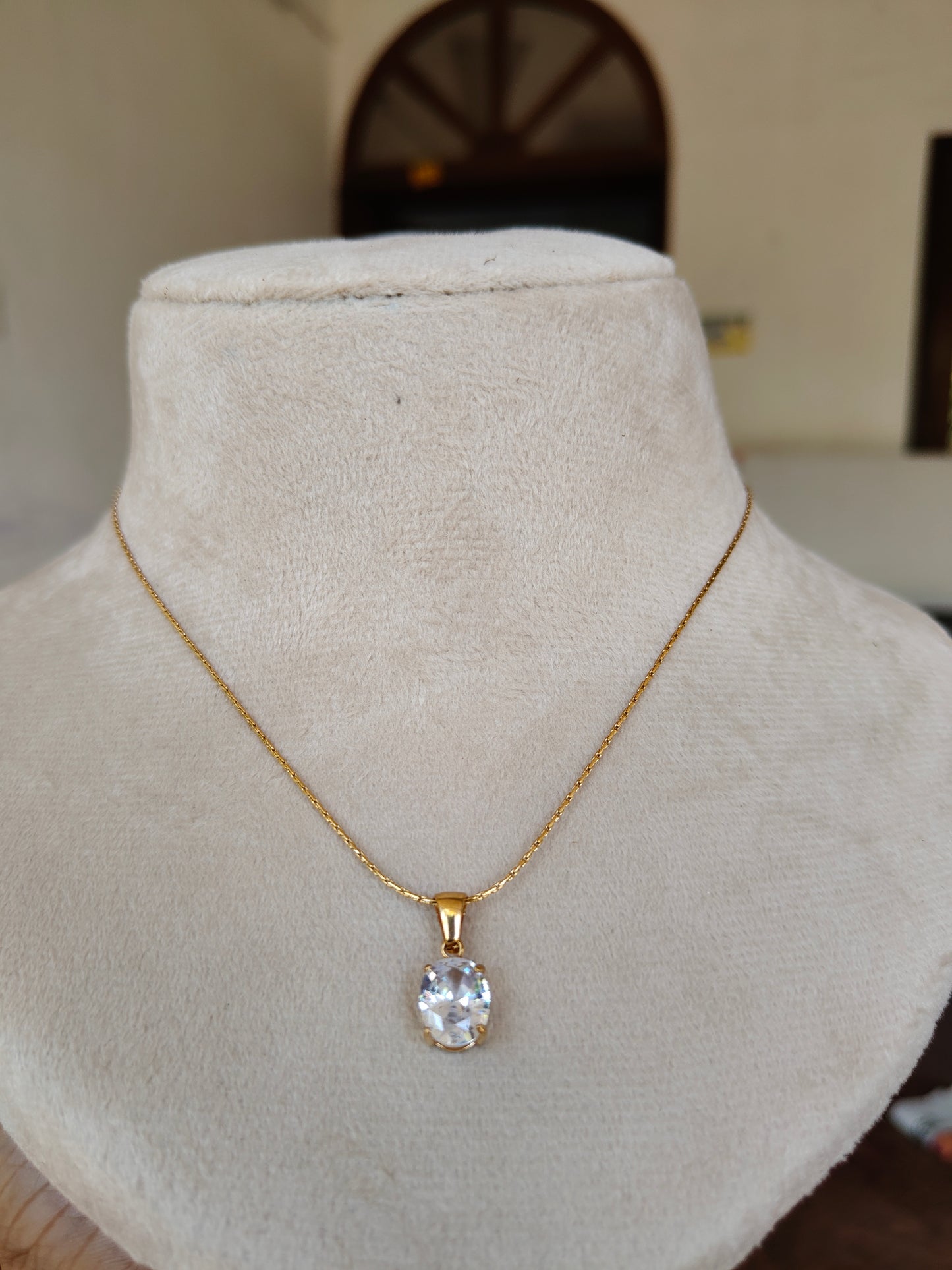 18k gold plated simple cz pendant chain product code N25