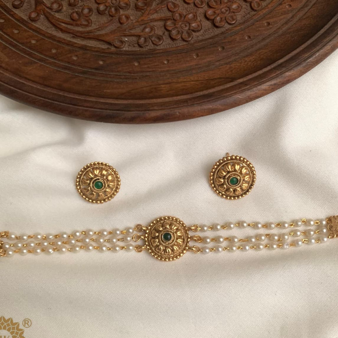 Premium 3layer pearl choker set product code C10