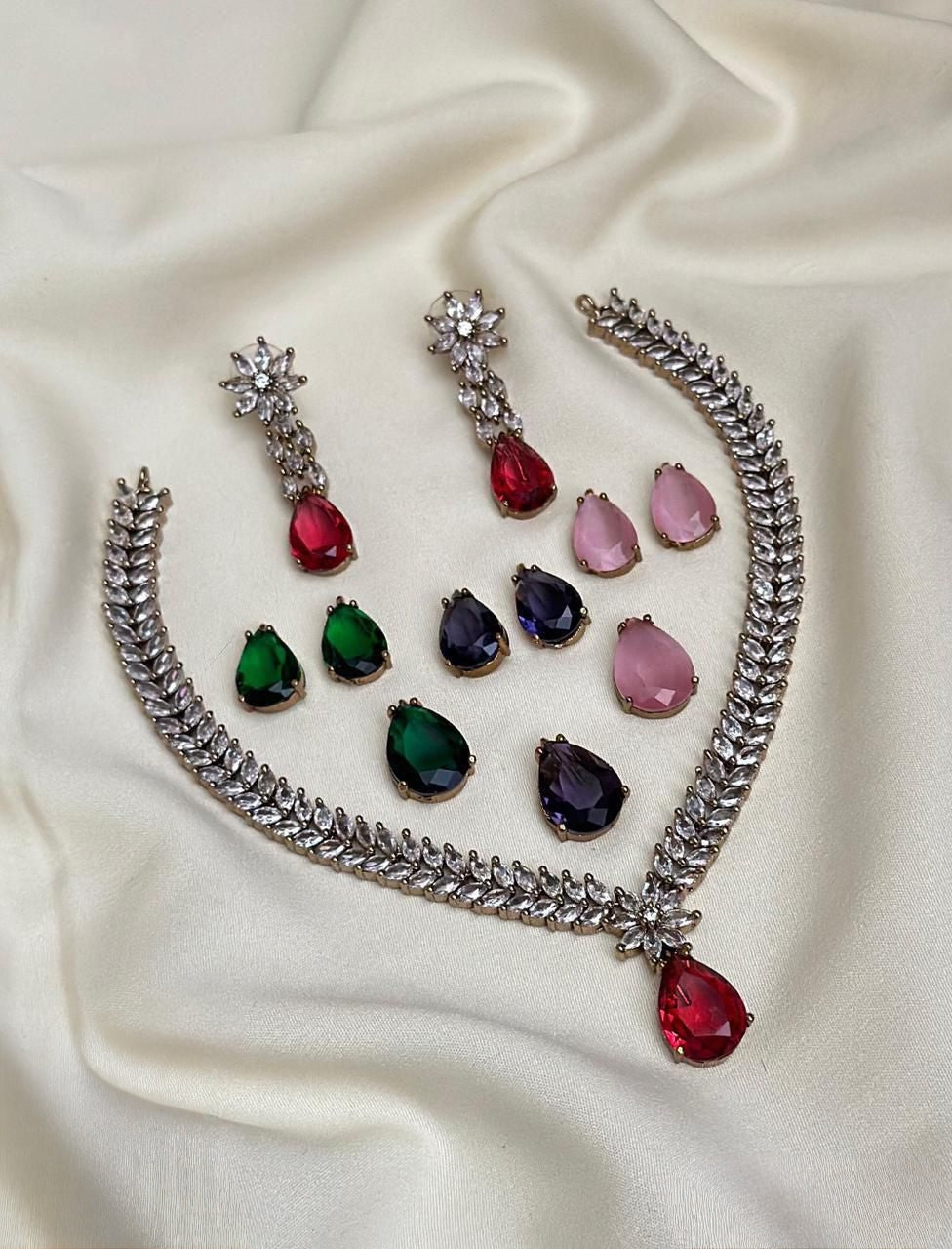 4 in 1 AD Stone Changeable Necklace Set product code 402