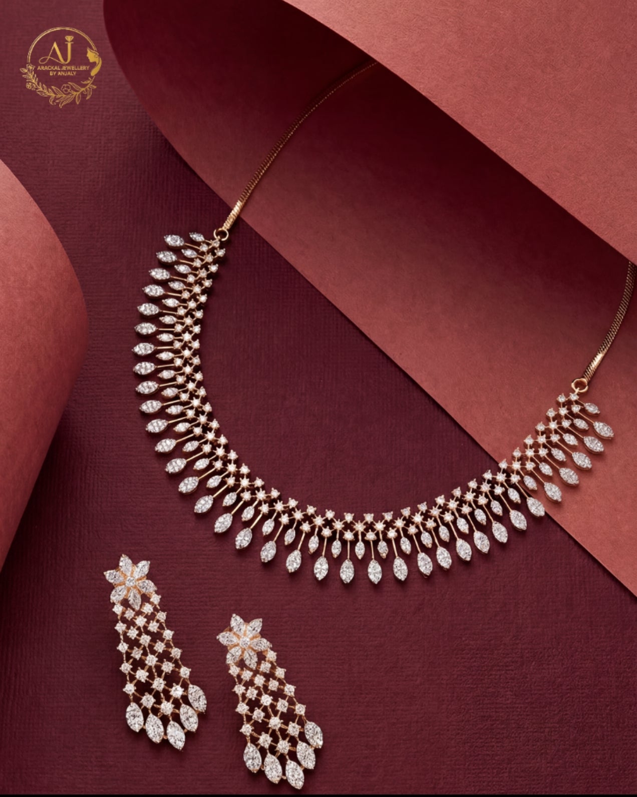 Premium diamond finish zircon stone necklace product code 76 (ready stock )