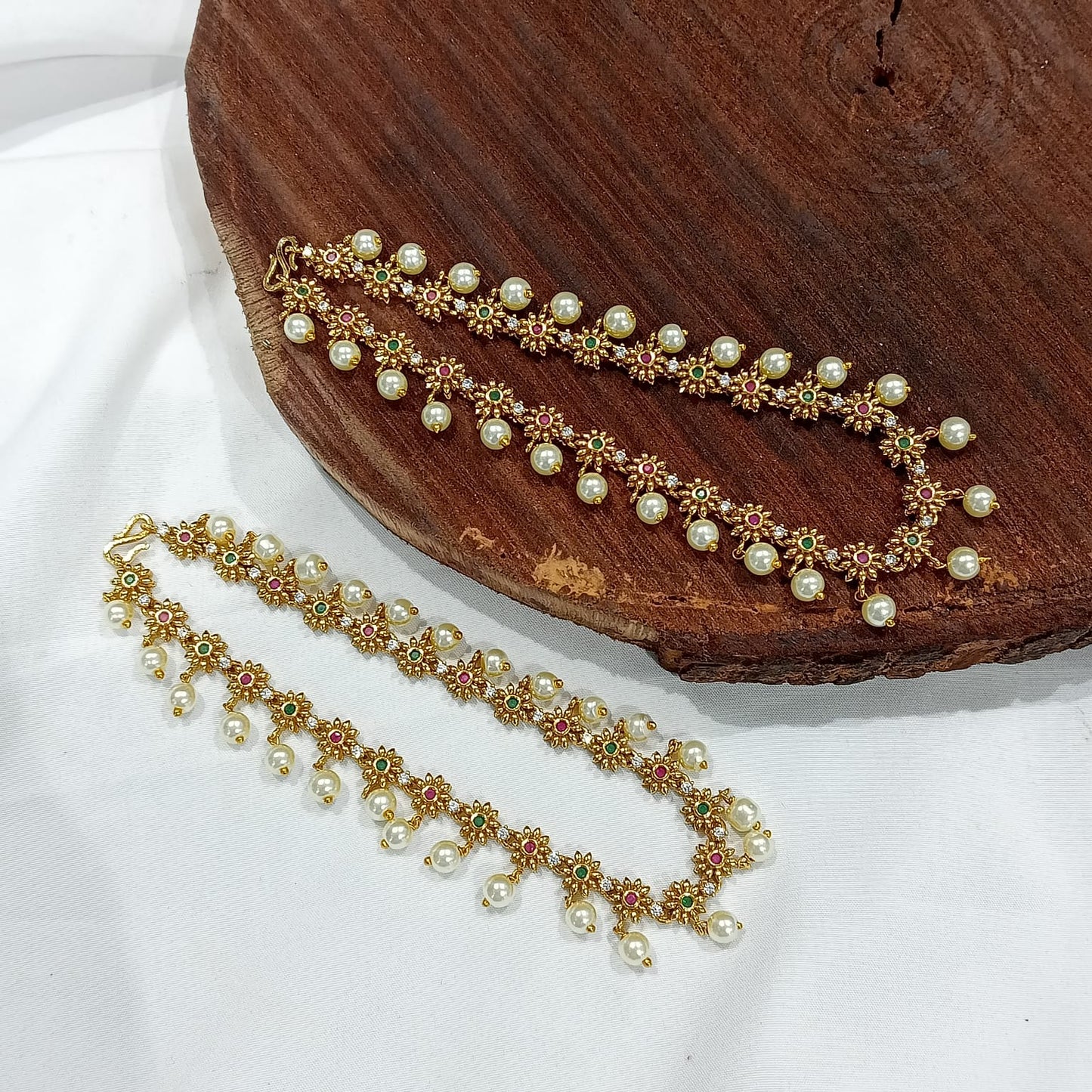 Premium matte finish designer pearl hanging anklets product code P5