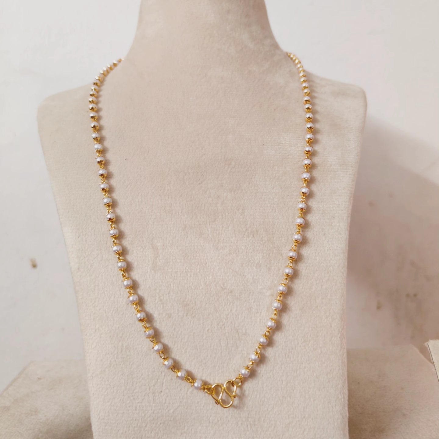 Premium daily wear gold plated long pearl and golden ball 24inch 8pidi haram product code H01