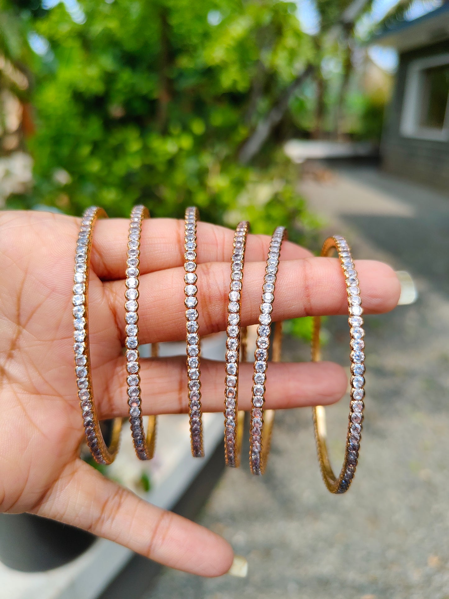 Premium gold plated daily wear ad stone bangle (single ) product code B109