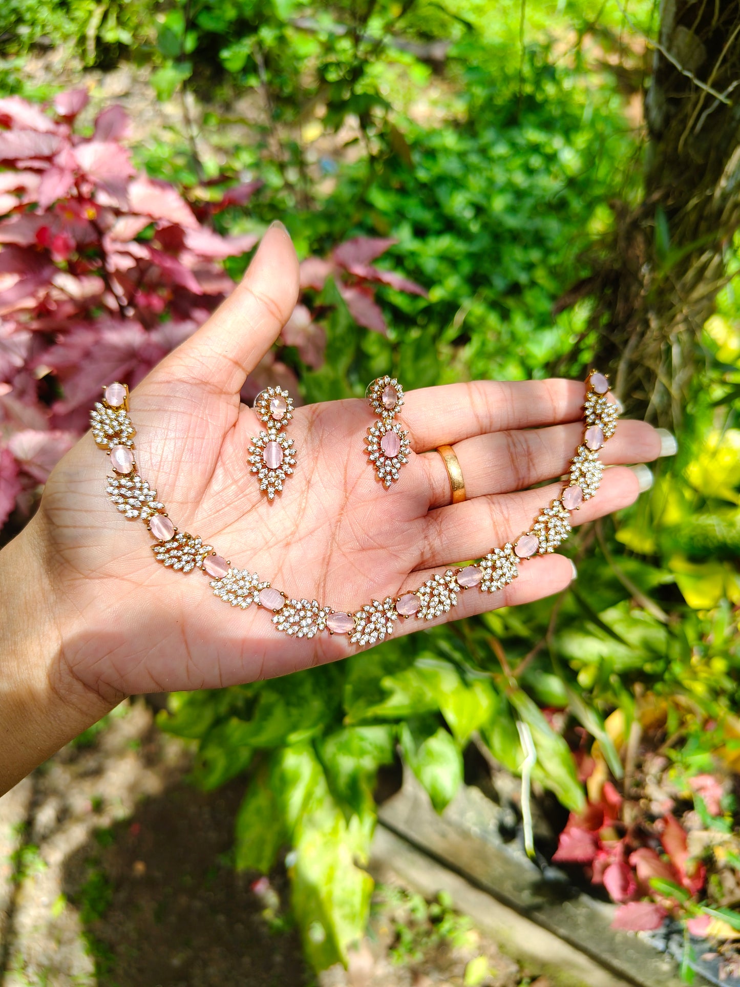 Premium beautiful antique gold polish ad necklace product code N127