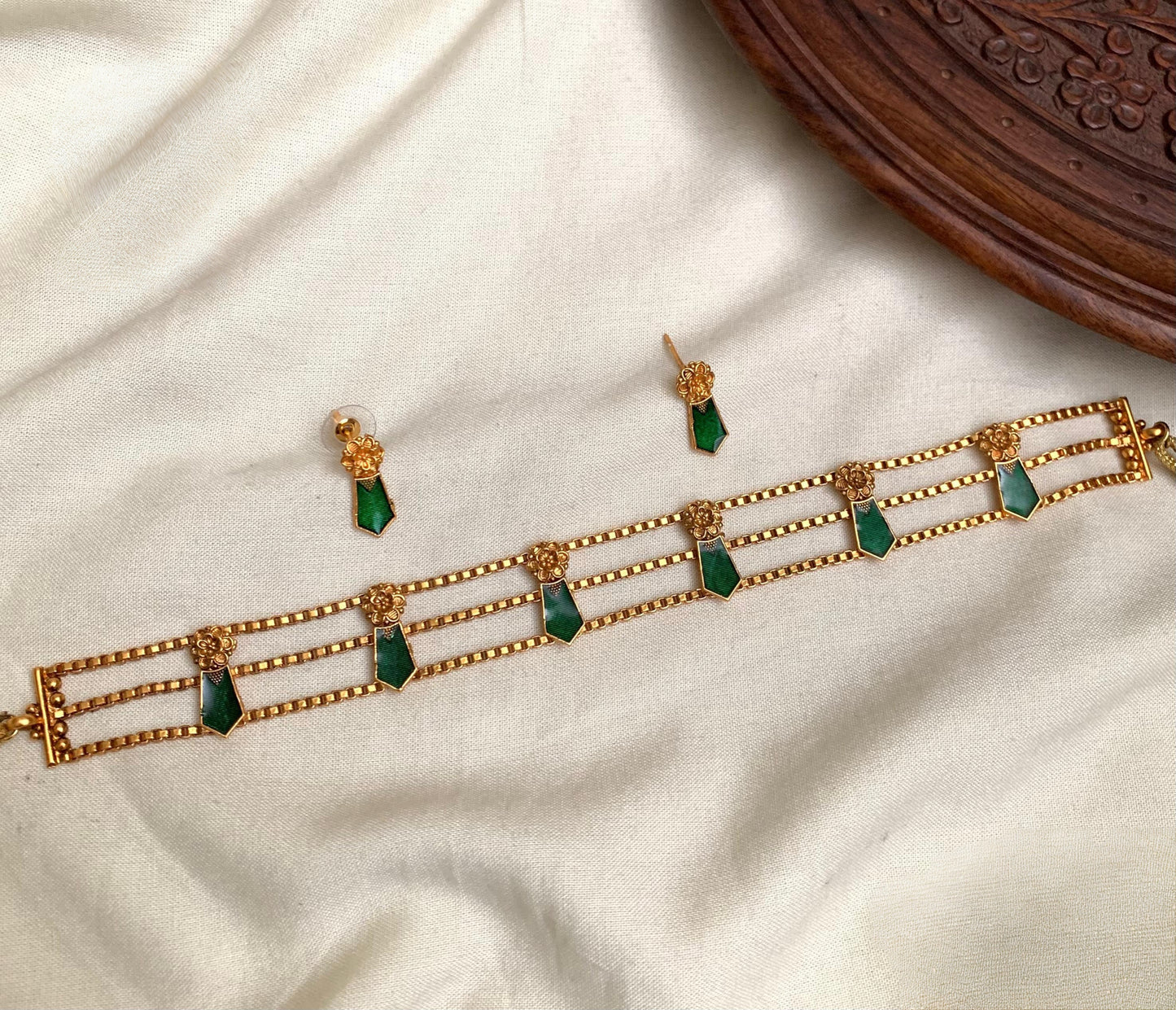 Kerala traditional affordable palakka choker set product code N180