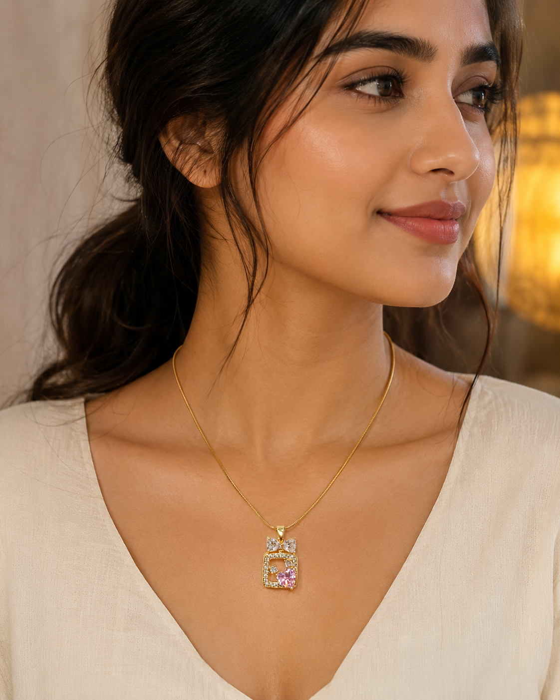 Premium anti tarnish stainless steel ad pendant with chain product code AT16