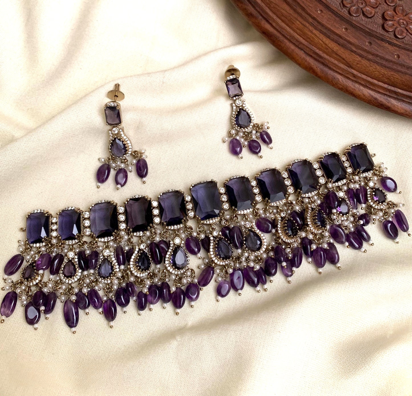 Premium designer ad stone bridal necklace product code N108