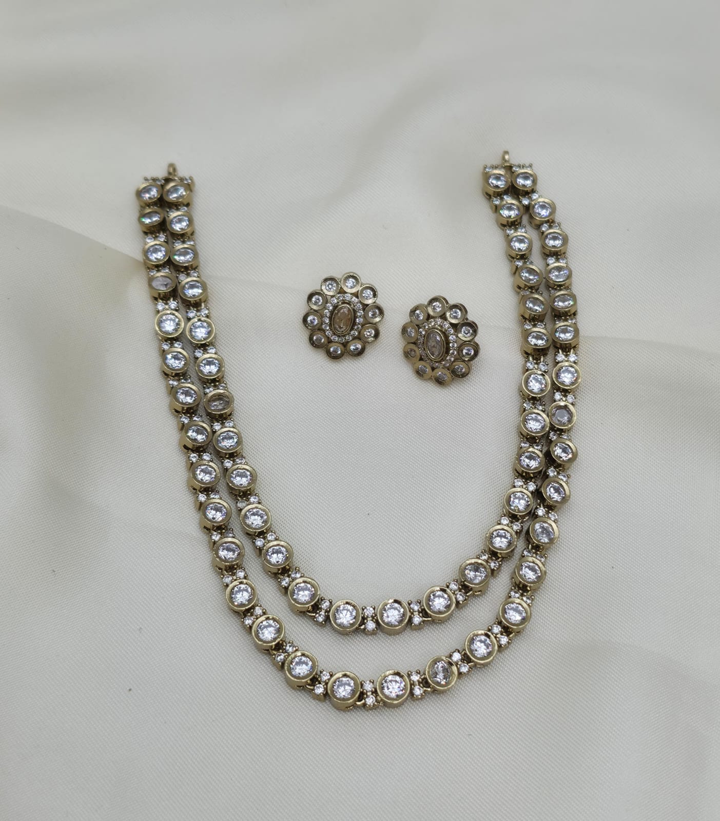 Most popular Designer 2 layer jadau Kundan necklace set product code 631