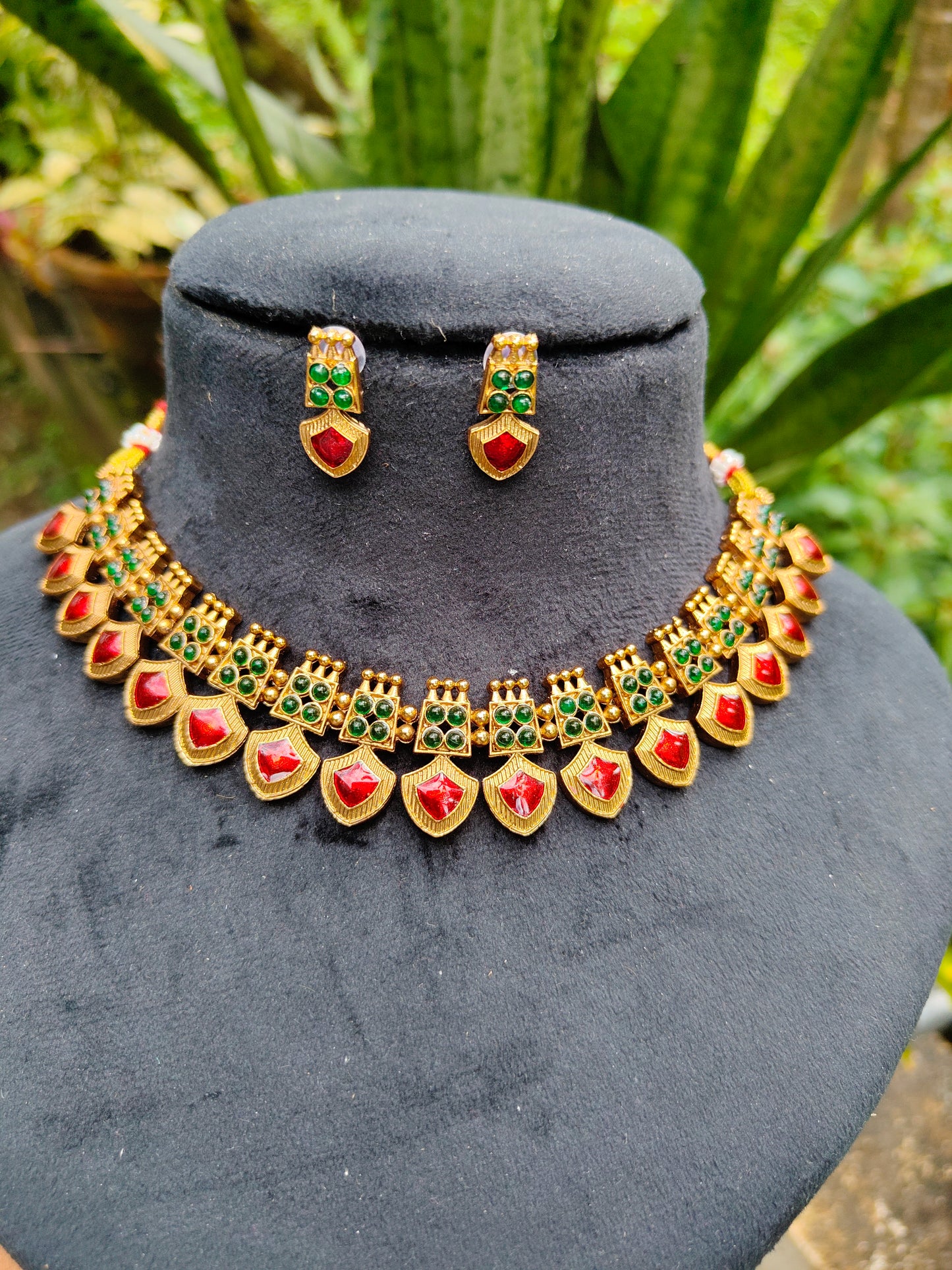 Budget friendly matte finish palakka necklace set product code N133