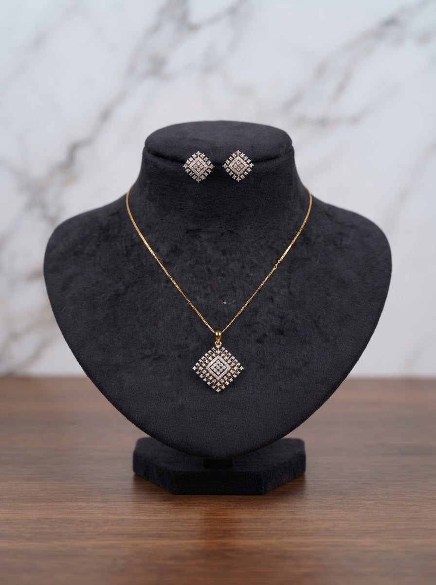 Premium diamond finish party wear pendant set product code D164
