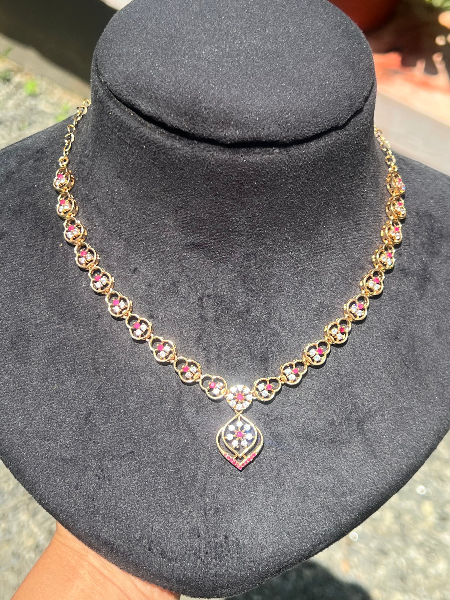 Premium quality gold plated ad bridal necklace product code G104