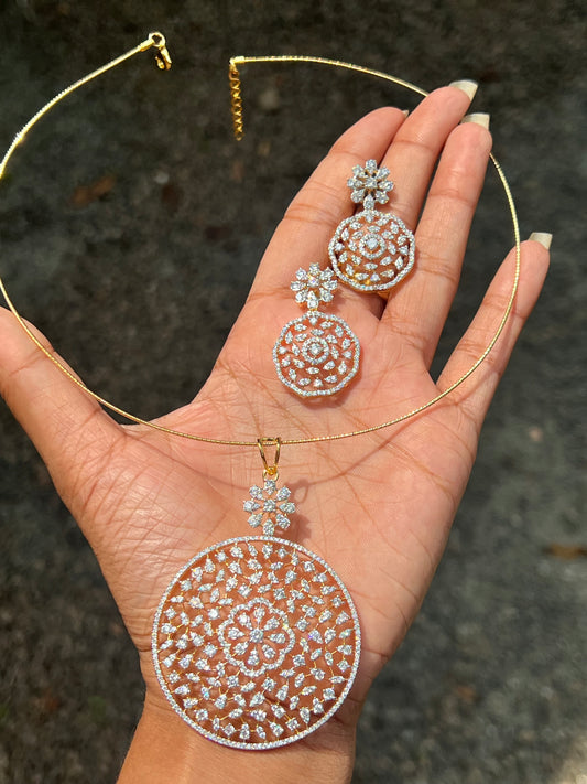 Premium daimond finish our statement pendant set product code 122