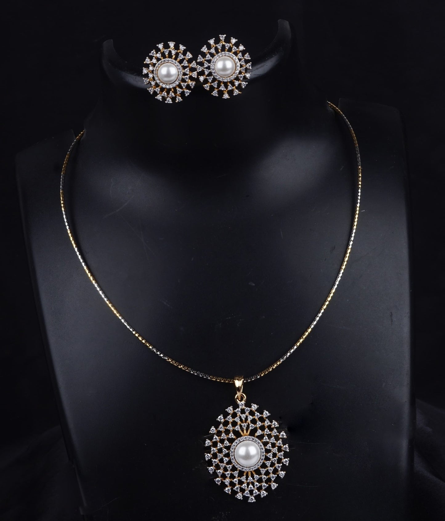 Premium beautiful diamond finish office wear pendant chain set product code 1233