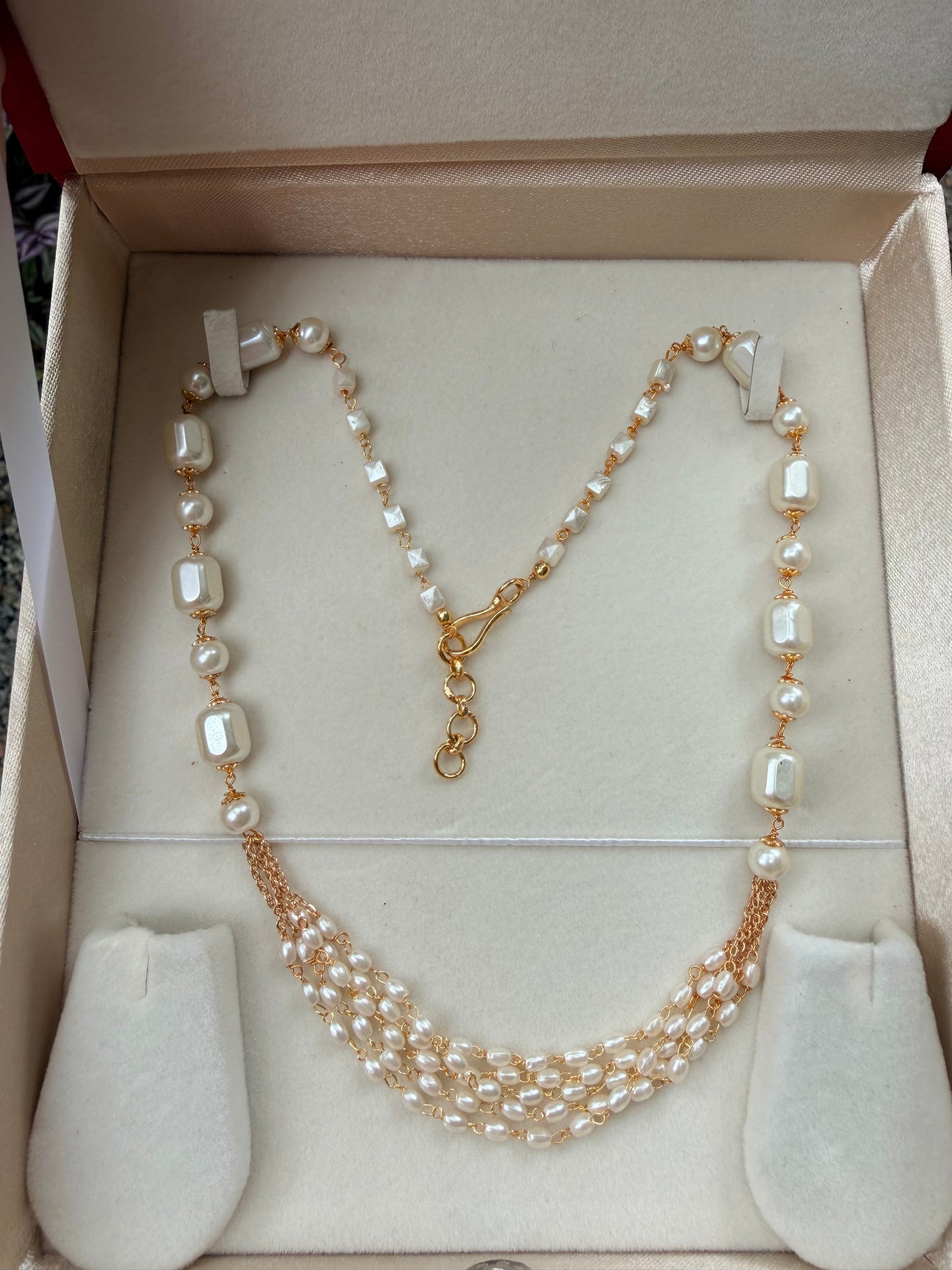 Premium gold plated pearl layer necklace product code P161
