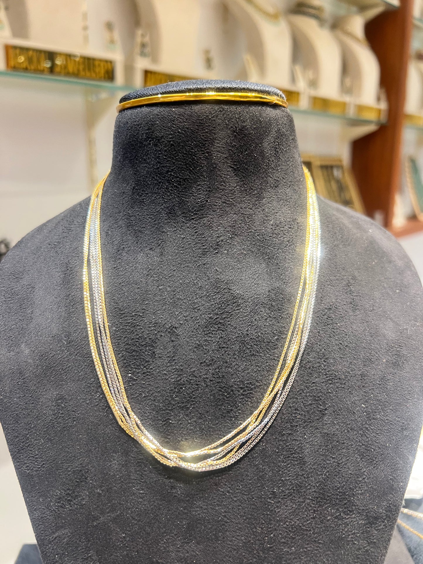 Premium white gold and gold plated layer chains product code G50