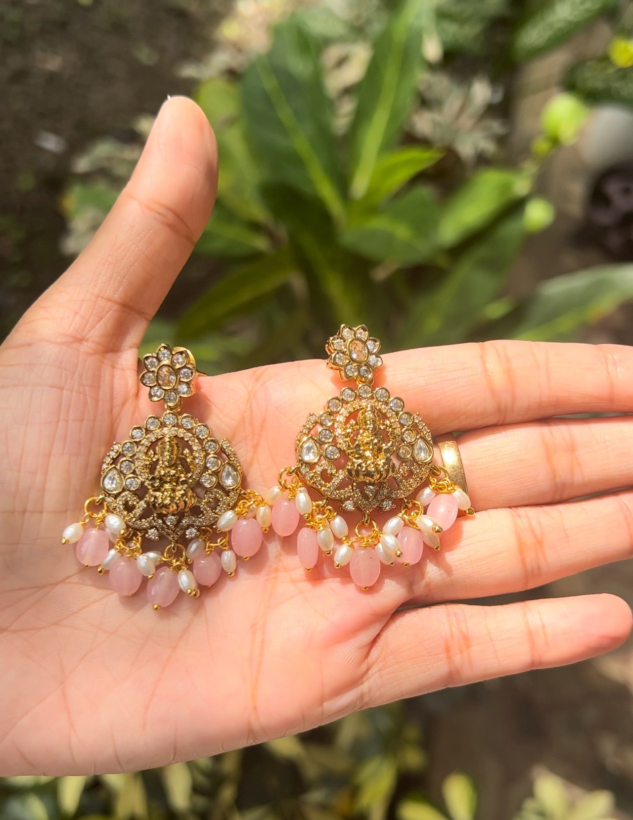 Lakshmi ad Kundan stone earrings