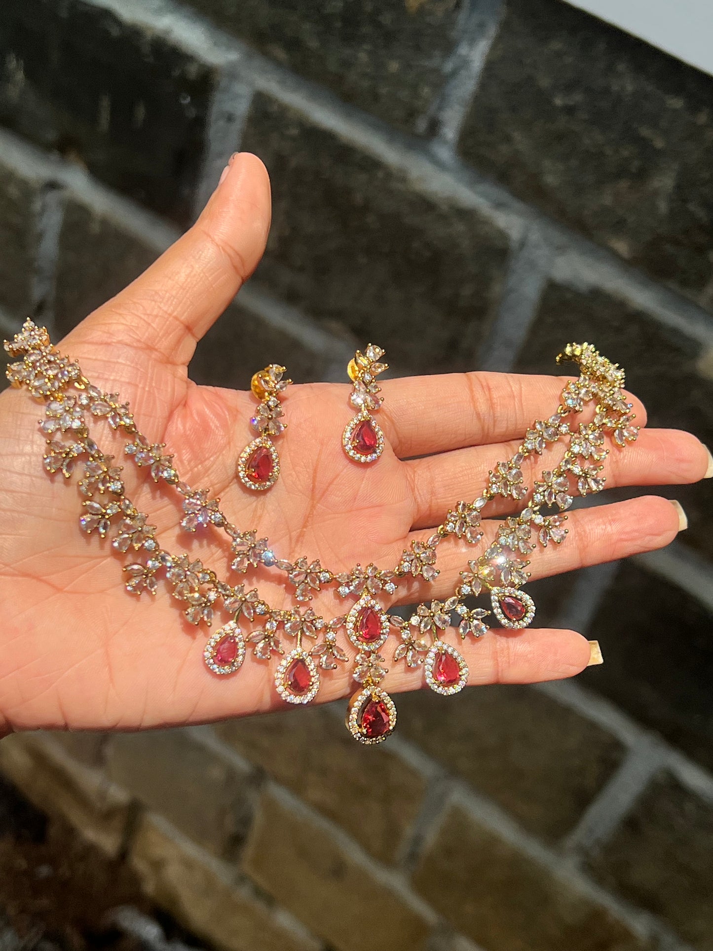Premium AD Stone Bridal 2 layer Necklace Set product code 650