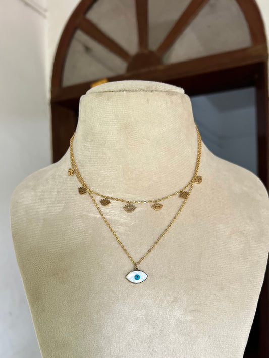 Premium 2 layer daily wear evil eye necklace