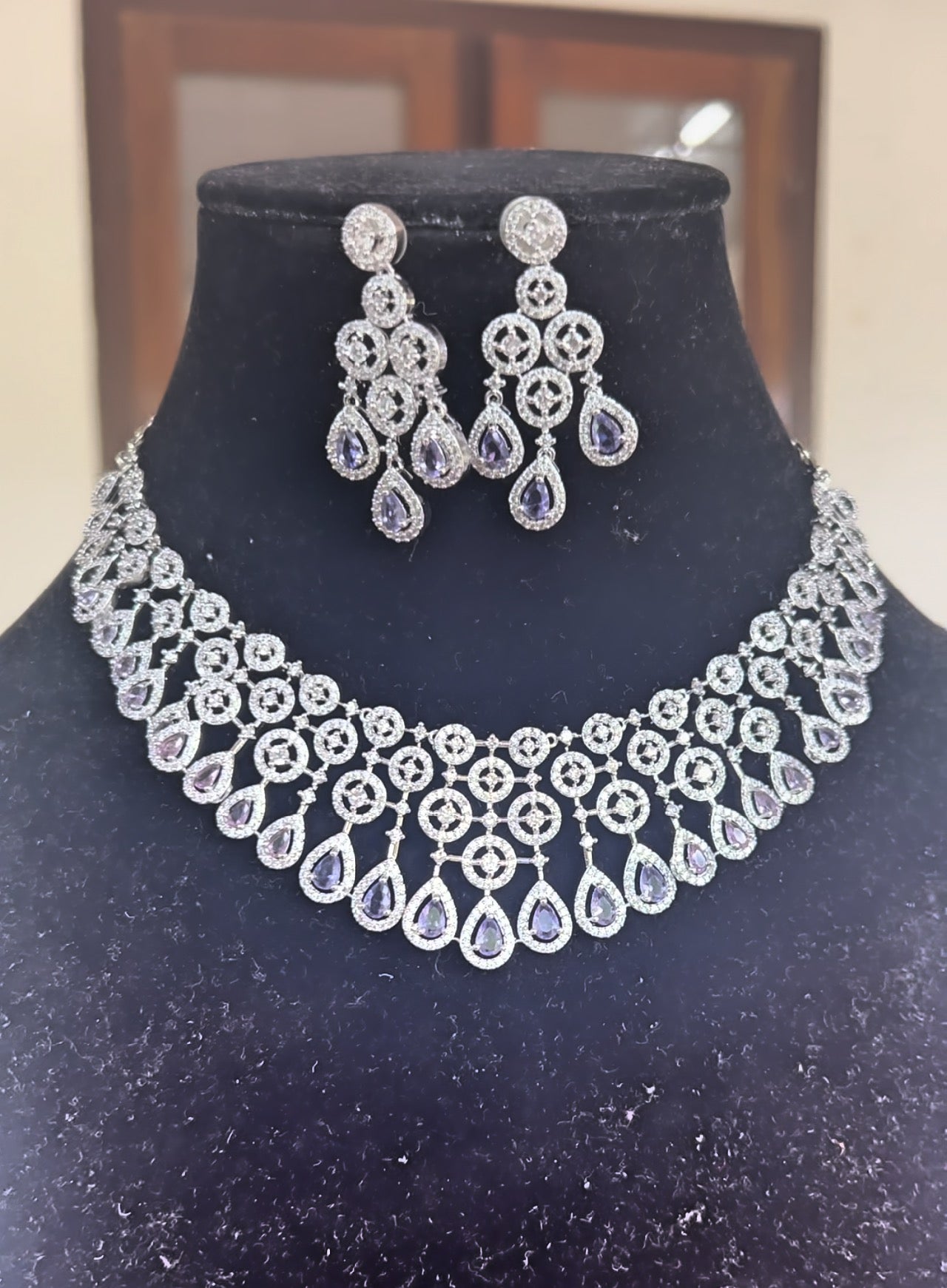 Premium Bridal silver finish ad necklace