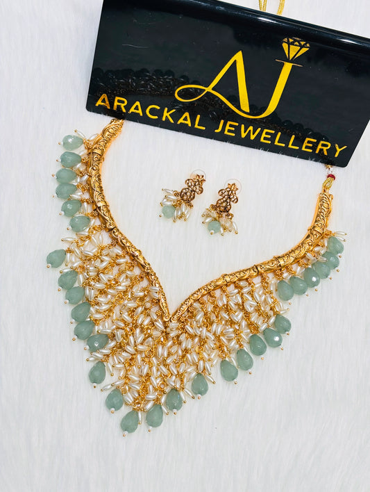 Premium quality designer rice pearl hanging necklace product code N278