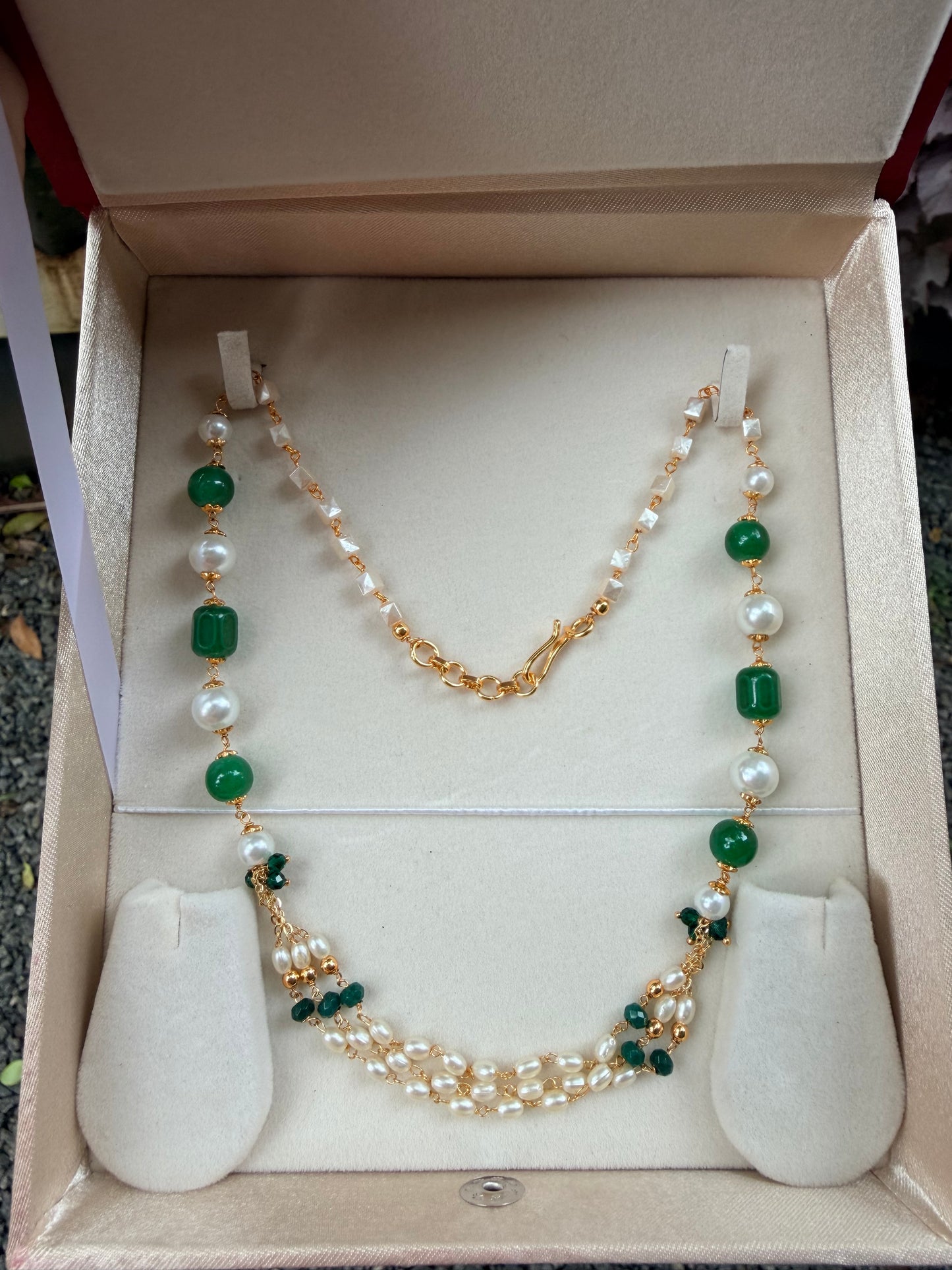 Premium gold plated pearl layer necklace product code P161